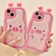 立体创意可爱粉色猪猪适用苹果15手机，壳iphone14promax全包防摔12网红卡通11女13pro硅胶15pro软壳手机套