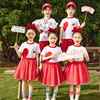 女童红色蓬蓬裙六一儿童纱裙，表演服夏季套装小学生幼儿园毕业礼服