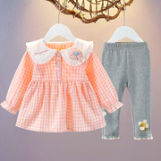 女宝宝春秋季时髦外出套装婴幼儿，儿童女童洋气分体0两件套3岁衣服