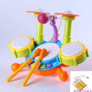 新 品儿童爵士鼓玩具架子鼓女宝宝早教益智0-6岁玩具音乐打击乐器
