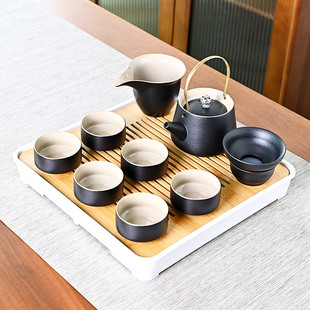 简约家用一壶两杯黑陶陶瓷，功夫茶具套装便携旅行茶壶茶滤茶杯茶盘