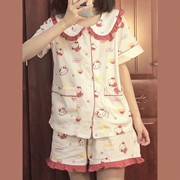 可爱hellokitty夏季睡衣女短袖日系卡通凯蒂猫学生家居服套装