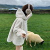 宠粉回馈马西西微胖mm羊羔毛连帽外套女冬季加厚保暖毛绒上衣