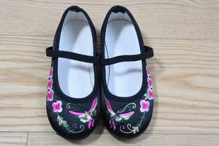  童鞋/老北京布鞋/绣花鞋/跳舞鞋/儿童节礼物/女童单鞋/传统布鞋黑