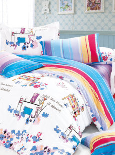 Dream ba Sally adolescent girl cotton twill printing children three-piece 041012103