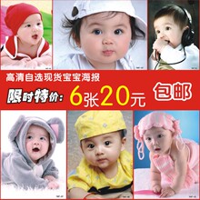 可爱婴儿照片宝宝图片贴画报早教胎教宝宝海报墙贴图画像挂图包邮