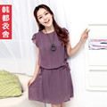 韩都衣舍韩国2012夏装新款荷叶边短袖纯色雪纺女连衣裙9C19翊