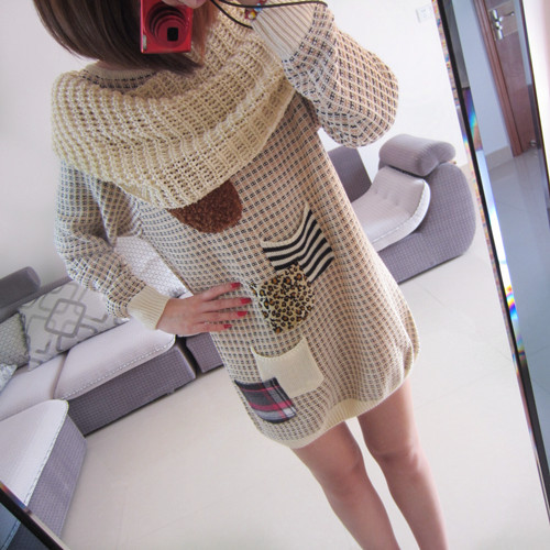 新款女装带围脖加厚口袋...