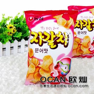  限区包邮韩国进口零食 韩式风味 农心章鱼片膨化 休闲食品点心60g