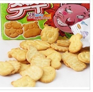  韩国进口食品批发 Crown可拉奥小动物饼干 可瑞安猪猪儿童饼干60g
