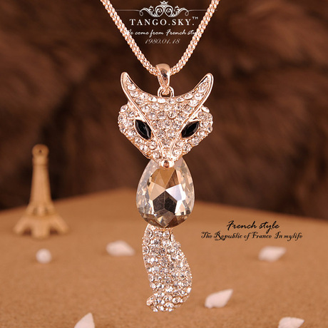 【k163】灵狐狐狸项链猫眼石复古<em>毛衣</em>链长款