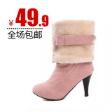 2012春韩版新款女鞋子正品中筒靴高跟高筒雪地靴短靴女靴子5008