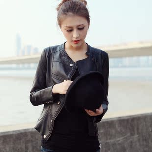  女装小皮衣女pu皮衣 短款 韩版机车皮衣 女夹克外套