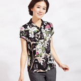 促销新品上衣中老年女装大码中年妈妈装夏装时尚衣服气质短袖衬衫