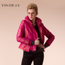 YINER音儿影儿 专柜正品冬新长袖翻领玫红短款棉服81508020