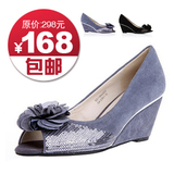 2012春季 新单款 真皮 休闲 高跟鞋 坡跟 鱼嘴鞋 女 凉鞋9011
