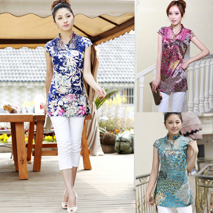 2012新款短袖立领原创设计爆款花色上衣<span class=H>女装</span><span class=H>热卖</span>上衣