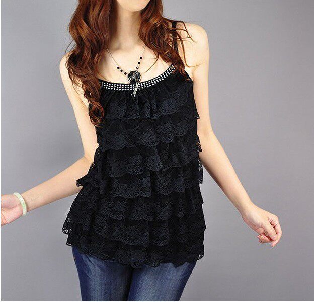 Womens lace cotton vest