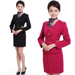 爱美鑫思餐饮前台服务员长袖 空姐制服职业装