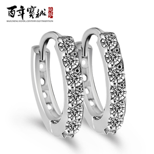  宝诚新款 s925银 饰品 银耳饰 女款 镶嵌锆石耳扣 925银耳扣EK213