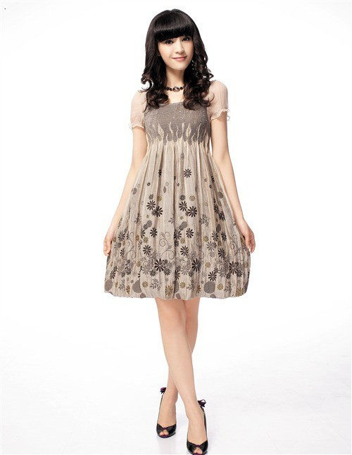 2010夏装新款 特价韩版高腰修身真丝桑蚕丝雪纺连衣裙 绝对正品！