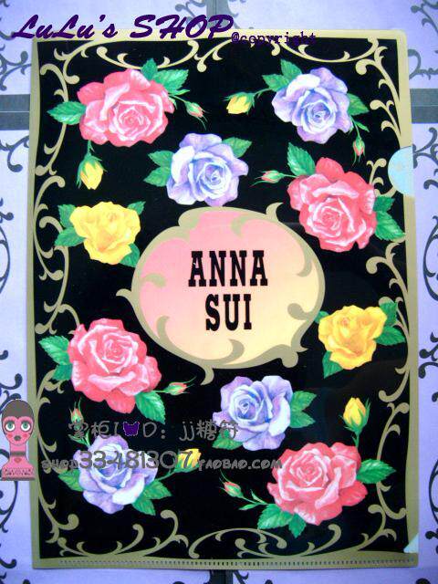 Anna Sui安娜苏经典蔷薇花塑料A4文件夹