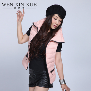  明星同款 新款羽绒服女马甲潮 短款羽绒背心90%白鸭绒 新款