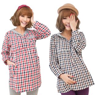 Shirt shirts Plaid Shirt women coat of pregnant women in pregnant women maternity dresses summer Korean 12,028