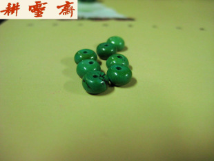  DIY散珠天然绿老色绿松石扁珠 算盘珠批发6 8 10mm 隔珠隔片佛珠