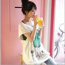 2012春夏季韩版女装新款百搭大码宽松卡通大树印花圆领短袖T恤女