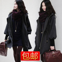 包邮 2011新品韩版 女装毛呢大衣泡泡袖毛呢外套 秋/冬装清仓风衣