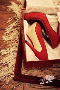  呛口小辣椒 拉链蝴蝶结 方头小红鞋新娘鞋结婚鞋单鞋 细羊皮