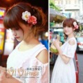 VIVI海边渡假fancy同款波西米亚新娘夏花朵边夹复古发夹丸子头H08