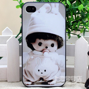 蒙奇奇iphone4手机壳 iphone4s外壳 苹果4代硅胶套 彩绘手机套
