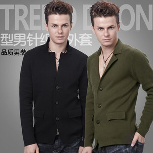  春装新品 纯棉男款线衫 时尚休闲针织衫开衫 修身毛衣外套潮