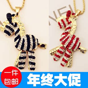 韩国饰品 时尚彩钻剔透猫眼石毛衣链衣服配饰水钻长款项链 女吊坠