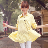Amoy the gold Labogray / La children lazy combed cotton casual shirt A word placed the Korean version