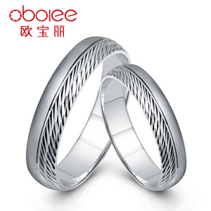  欧宝丽钻石 定制铂金情侣对戒pt950情侣戒指结婚对戒订婚休闲正品