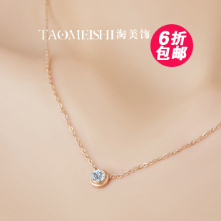 包邮特价 玫瑰金彩金 单钻彩钻水晶 女 项链锁骨链  韩国版饰品