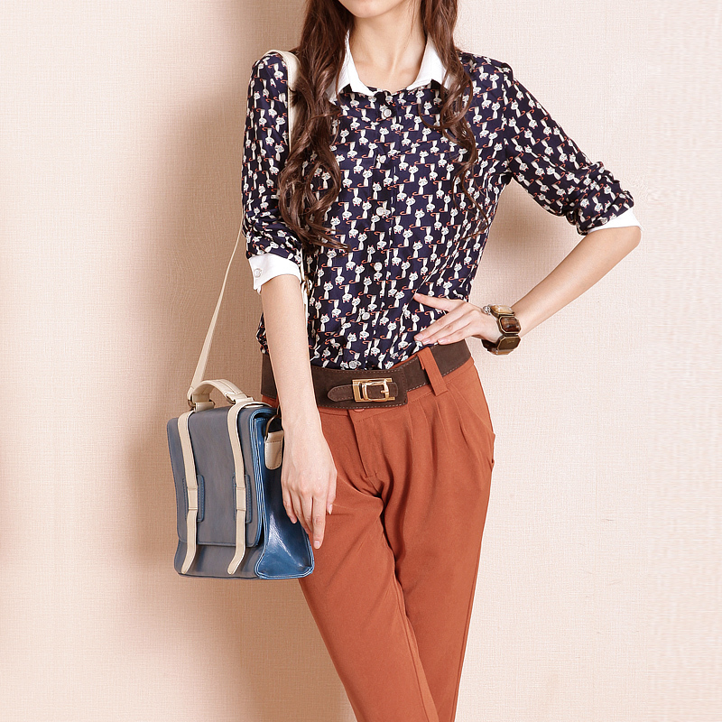 通勤文艺猫咪长袖...