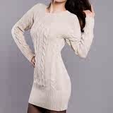2012春装新款麻花长款女装圆领针织毛衣打底衫