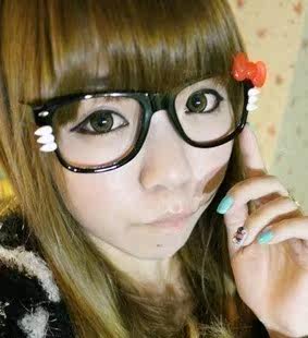 HELLOkitty蝴蝶结猫咪眼镜 时尚超萌眼镜框舒淇同款大框眼镜架 潮