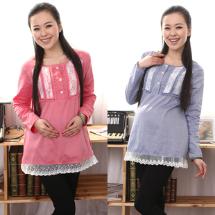 Yi Xiuge maternity dresses spring clothing Korean lace stitching two pregnant women coat color in 1395