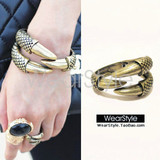 【WearStyle饰品】欧美外贸复古夸张朋克韩火火鹰爪金属宽手镯