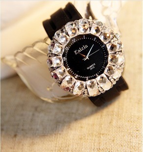  淘金币 正品 大表盘满钻水钻表韩国时尚潮流手表水晶女生时装女表