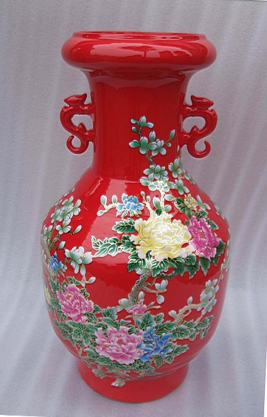 景德镇 陶瓷 瓷器 花瓶 中国红牡丹双耳花瓶 大花瓶u8在类目 鲜花速递/花卉仿真/绿植园艺, 花瓶/花器/花盆/花架(新), 花瓶中 - 来自Buy2taobao.com提供专业的淘宝代购服务