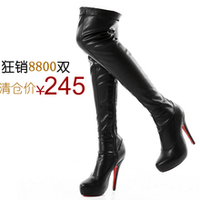 清仓2012春秋 显瘦超长弹力靴高跟防水台女真皮过膝靴长靴子922