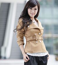 淘金币斯雅娇春装新款女装韩版翻领外套长袖小西服双排扣短外套