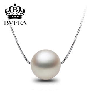  【宝芙兰正品】天然珍珠吊坠项链 925银 正圆珍珠 8.5-9.5mm女