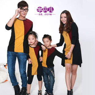  一家人品牌亲子装母女裙装父子父女装母子装家庭装情侣秋冬装